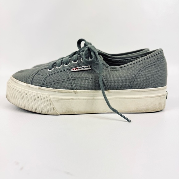 Superga Platform Sneakers Grey Lace Up - size 9 - Picture 3 of 16